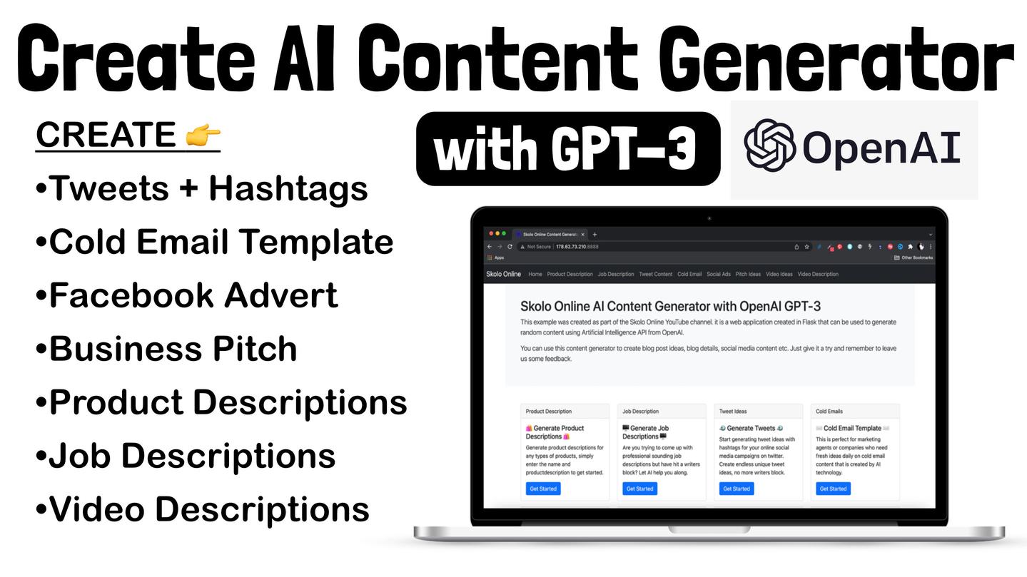 Create AI Content Generator with Python Flask OpenAI GPT-3