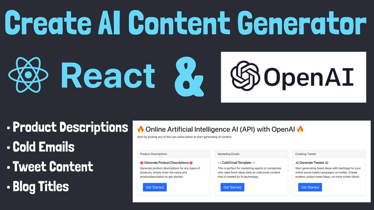 Create AI Content Generator with Reactjs GPT-3 OpenAI API